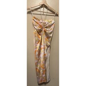 Emma Rose X Beginning Boutique Yellow Mod Print Strapless Dress Women's Sz XXS